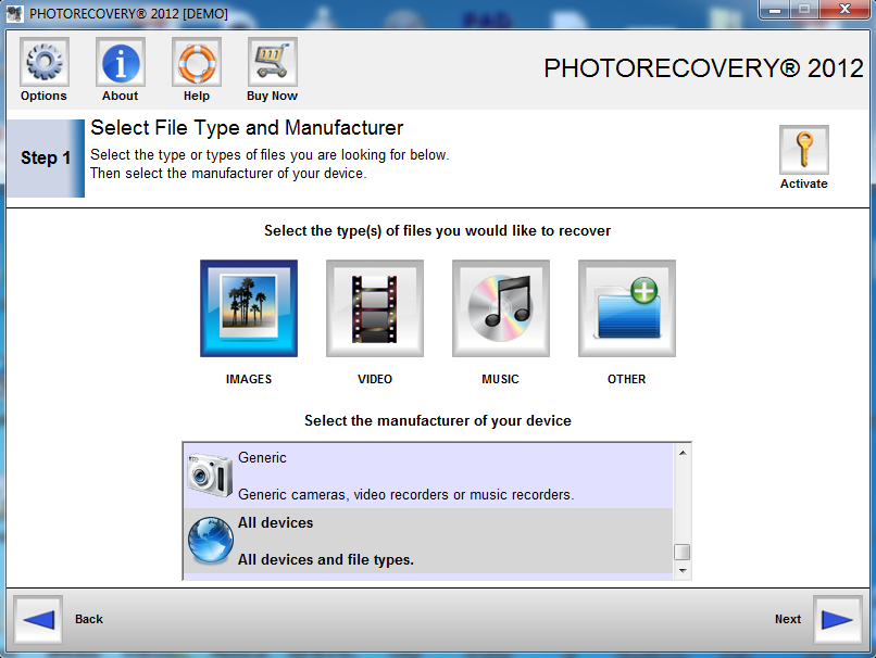 PHOTORECOVERY 2014 recovers images, movies and sound files.
