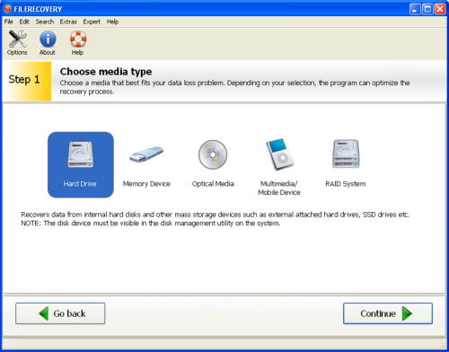 Click to view FILERECOVERY 2012 Standard PC 5.5.2.1 screenshot